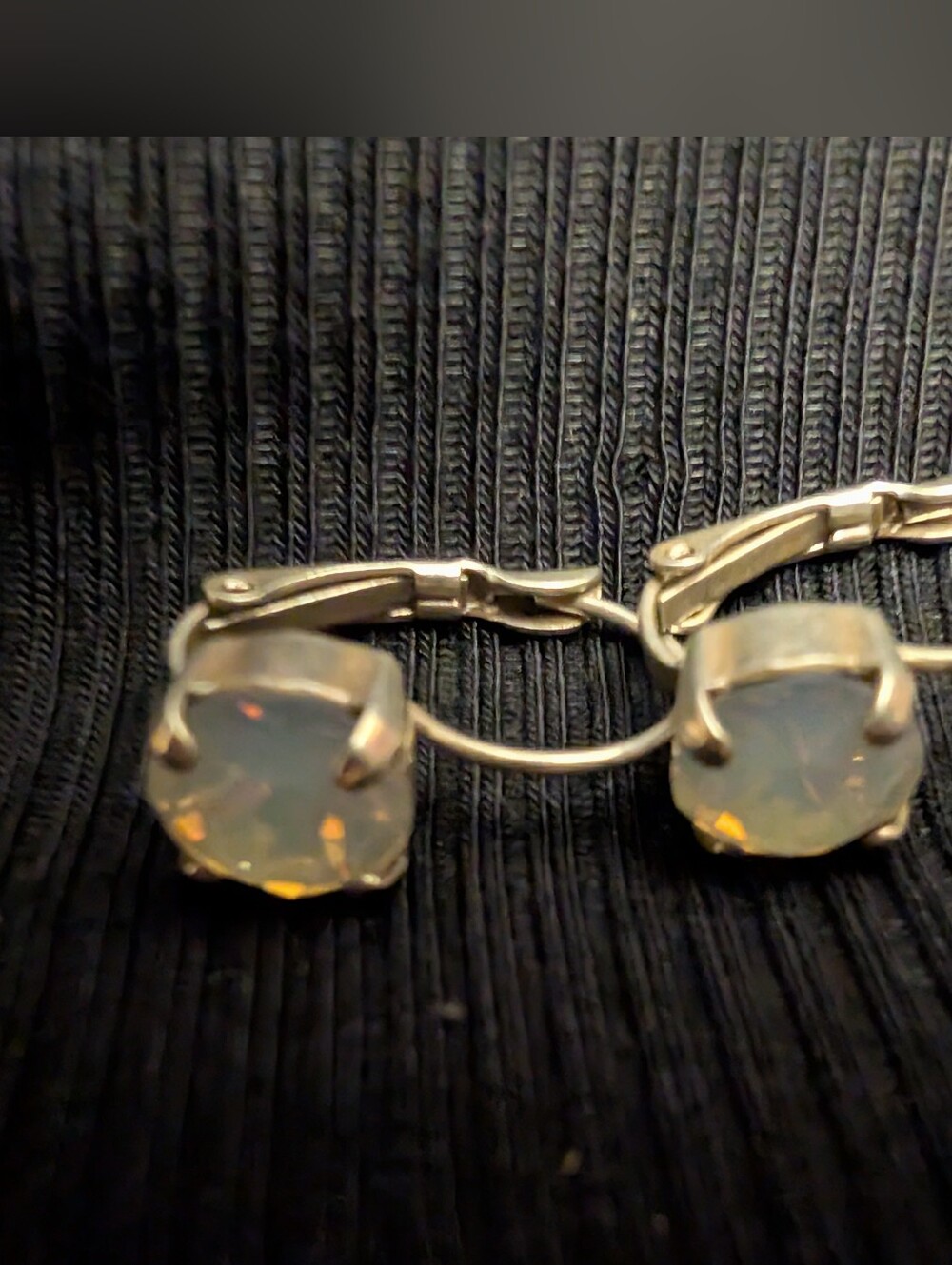 Opalescent Stone Silver-Tone Leverback Earrings